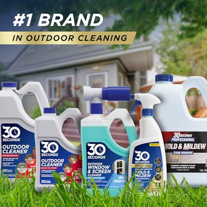 30 SECONDS Outdoor Window & Screen Concentrated Cleaner for Glass, Patio Doors, Fiberglass, Furniture - No Screen Removal Required, Spray & Rinse - Refill for Hose End Sprayer Bottles, 1.1 Gallon - size: 142 Fl Oz (Pack of 1)