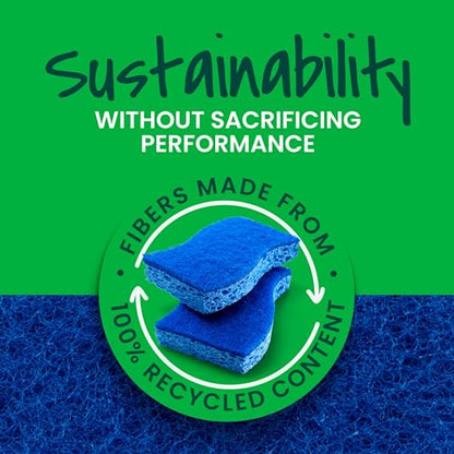 Scotch-Brite Zero Scratch Scrub Sponge, 6 Kitchen Sponges for Cleaning Around the Home, Bathroom & More, Scratch-Free Dish Scrubber, Multi-Surface Safe, Best for Nonstick Pots and Pans, (Pack of 2) - size: 6 Scrub Sponges (Pack of 2)