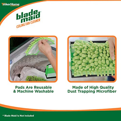 Blade Maid Replacement Microfiber Pads | Reusable, Machine Washable Pads for Blade Maid Ceiling Fan Cleaner with Extendable Pole for High Ceilings, Corner Cleaning Tool | Size 4.9" x 7.7" (Pack of 2) - size: Pack of 2 Replacement Pads
