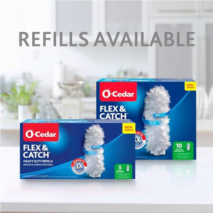 O-Cedar Flex & Catch Heavy Duty Dusting Kit with 3 Disposable Duster Refills | Extendable 3 Ft Handle with Stay-On Duster Hook | Traps 3X More Dust Than Feather Dusters