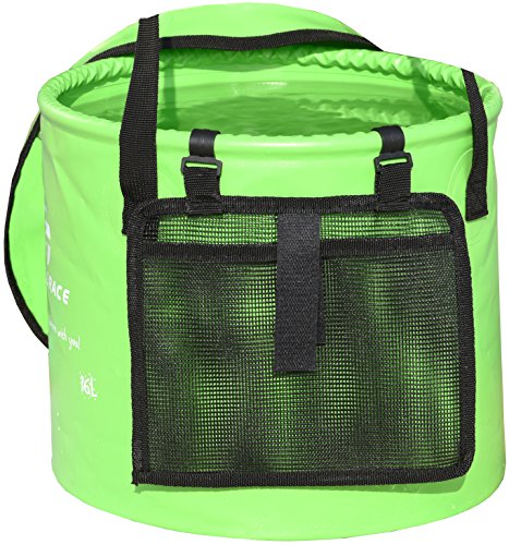 Freegrace Collapsible Water Bucket with Lid 23L Portable Camping Wash Basin - color: Green, size: 23L