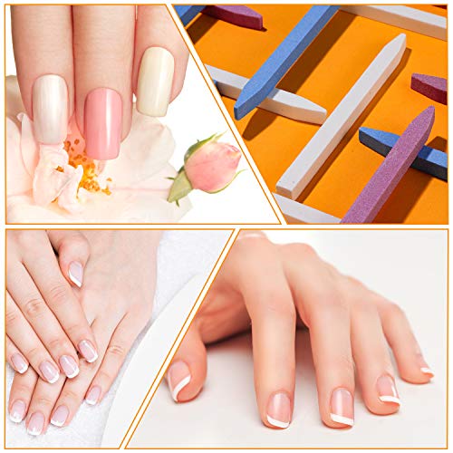 Mudder 12 Pcs Stone Nail File Pumice Stone Stick Nail Cuticle Pusher Rock for Fingernail Toenail Buffing Tools for Home Salon