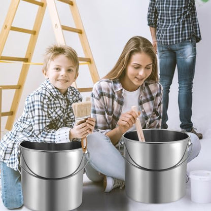 Hsei 2 Pcs Stainless Steel Bucket for Pet Cleaning, 3.2 Gallon Metal Bucket Water Pail with Handle for Fence Kennel Cage Garage Garden Workshop - size: 3.2 Gallon