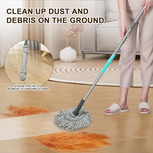 Self Wringing Mop Floor Cleaning Easy Squeeze Twist Mop,Gray-2Head - color: Gray- 2 Mop Head