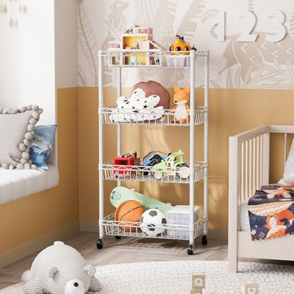 SINGAYE 6 Tier Shelf Wire Shelving Adjustable Storage Shelves Basket Rack - color: White, size: 4-Tier[17"Dx12"Wx50"H]