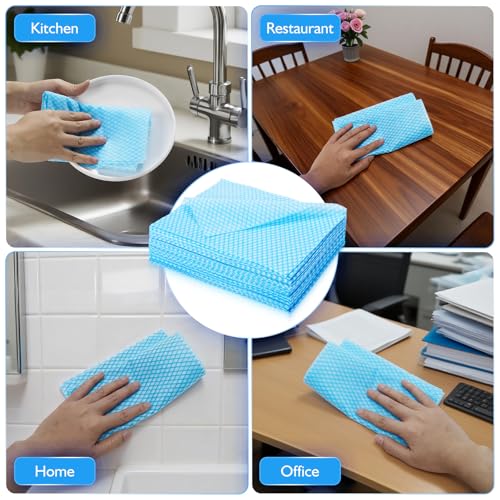 60Pack Disposable Dish Cloths for Kitchen,13.8x15.7"Cleaning Wipes - color: Blue