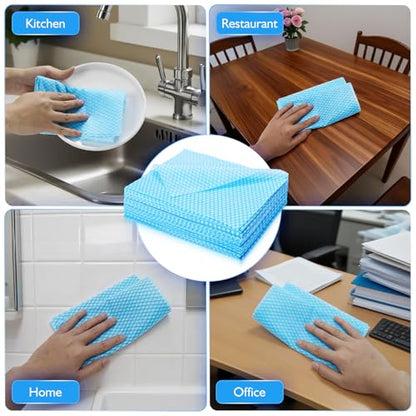 60Pack Disposable Dish Cloths for Kitchen,13.8x15.7"Cleaning Wipes - color: Blue