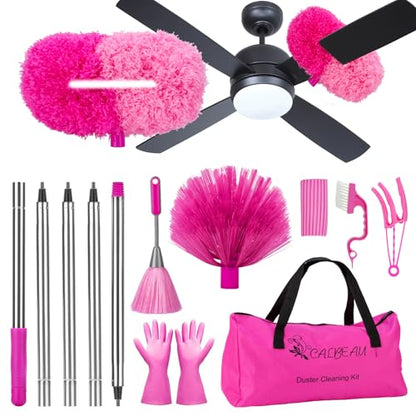 CALBEAU Pink Ceiling Fan Cleaner Duster, Ceiling Fan Duster Kit, 13PCS - color: Pink