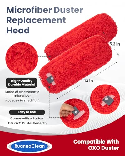 Microfiber Duster Refills Compatible with OXO Good Grips Duster - color: Red, 2 Pack