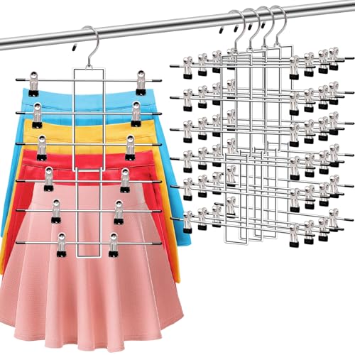 4 Pack Pants-Hangers-Space-Saving, 6 Tier-Closet-Organizers-and-Storage - color: 4 Pack-silver