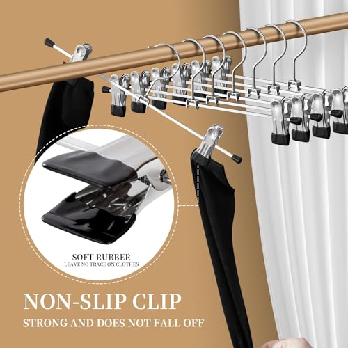 Pants Hangers with Clips, Skirt Hangers,12 Inch 12 Pack, Black - color: Black-12pack, size: 12Inch