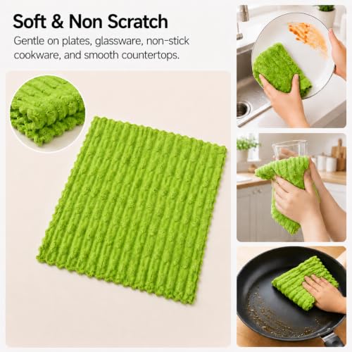 kimteny Microfiber Dish Cloths for Washing Dishes 8 Pack, Lime Green - color: Lime Green, size: 12 x 12 - 8 Pack