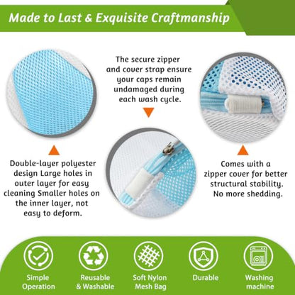 Eiito 2 Pack Hat Washer Cage for Washing Machine or Dishwasher, Blue - color: With Mesh Blue 2 Pack