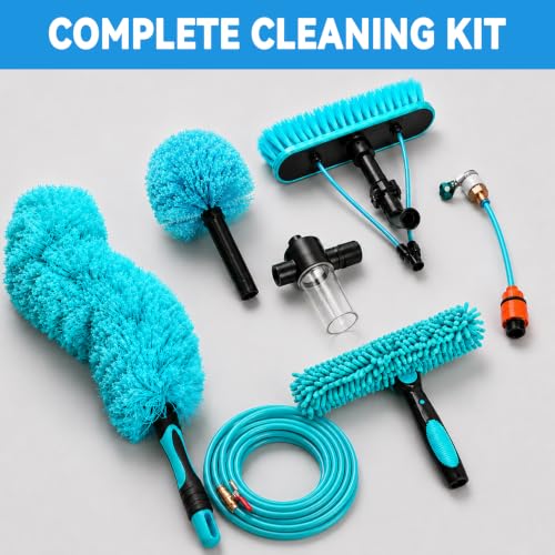 Adjustable 24FT Water Fed Pole Cleaning Kit with 4 Brush Heads