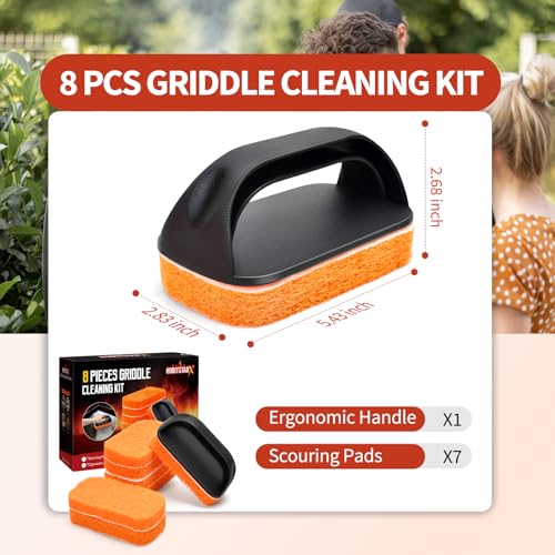 Griddle Cleaning Kit for Blackstone, Heavy-Duty Scraper & Ergonomic Handles - color: 8pcs Orange
