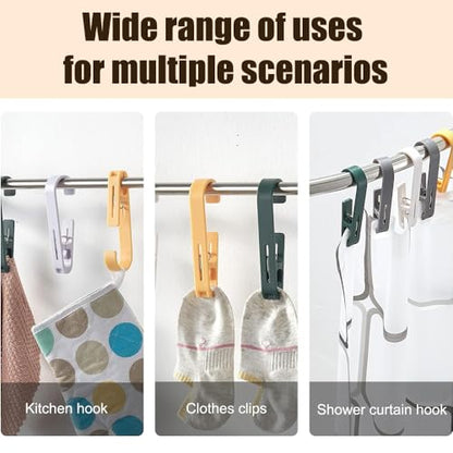 6Pcs Laundry Hooks with Clips Hanger Closet Organizer Clamps Hanging Socks Boot Bras Towels Shower Pegs for Bathroom Wardrobe Kitchen Office Holders Clothes Pins Heavy Duty Outdoor, Light Purple - color: Light Purple