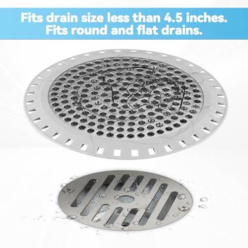Shower Drain Hair Catcher,Aluvor Shower Drain Cover Bathtub Drain Strainer - color: Silver Gray