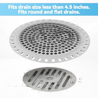 Shower Drain Hair Catcher,Aluvor Shower Drain Cover Bathtub Drain Strainer - color: Gray