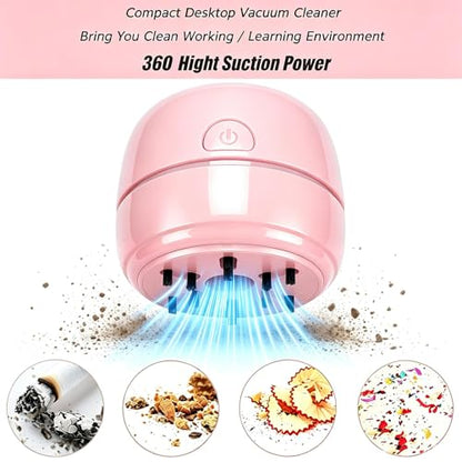 YUNYILAN Desktop Vacuum Cleaner USB Recharging, Portable Mini Vacuum Cleaner for Cleaning Eraser Crumbs, Dust, Crumbs, Computer Keyboard and Car (Pink)