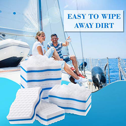 Outus 8 Pack Boat Erasers for Cleaning Magic Scuff Sponge Boating Erasers Accessories Gifts Hull Cleaner Vinyl Seat Cleaner All Purpose Scrubber Kitchen Bathroom Shower Oven Cleaning Supplies - style: Wave