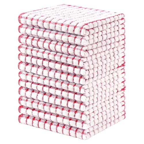 Homaxy 12 Pack Terry Kitchen Dish Cloths, 12"x12", Red - color: Red, size: 12 x 12 - 12 Pack