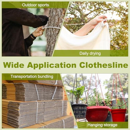 uxcell 4mm Nylon Rope, 10ft Portable Clothesline for Luggage and Backpack Tie Downs, Hanging Clothes, Swings, Camping and Mountaineering Tie Downs, Red - color: Red