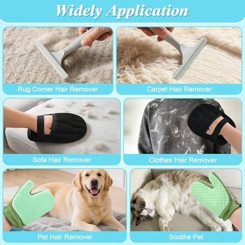 PHILORN Carpet Rake for Pet Hair Removal, 4 in 1 Pet Hair Remover Tool