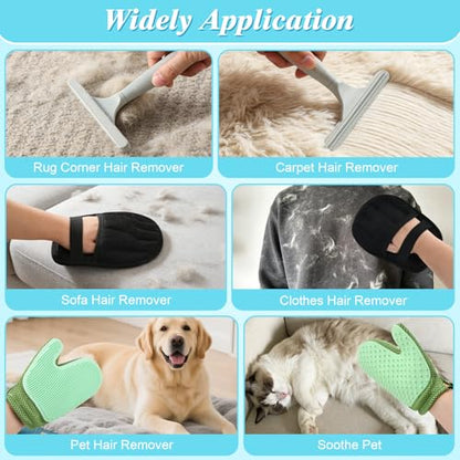 PHILORN Carpet Rake for Pet Hair Removal, 4 in 1 Pet Hair Remover Tool