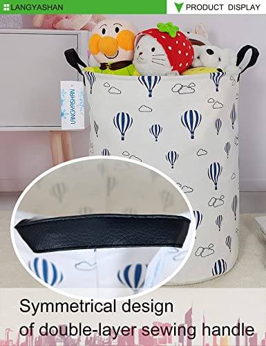 Round Laundry Basket Collapsible Storage Hamper Blue Balloon - color: Blue Balloon