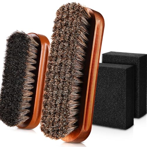 4 Pcs Horsehair Felt Hat Brush Kit with Cleaning Sponge Cowboy Clean Hat Wood Fedora Hat Cleaning Set Baseball Cap Lint Brush Remove Dust for Hair Furniture Suits Clothes(Style F) - style: Style F