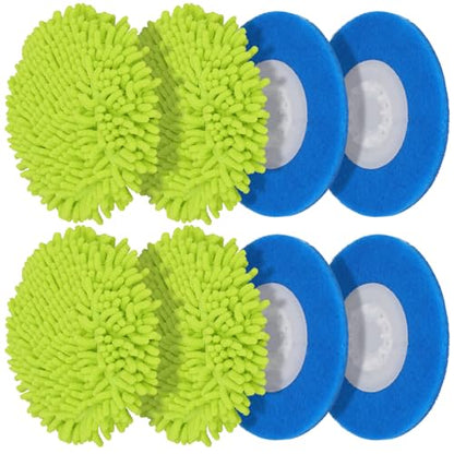 Magic Sponge Eraser Pads and Microfiber Chenilles Pads for Shark Steamer S7001 s7020 s7000amz s7000 s7001tgt s7201 s8201 S7005 s8001 Series Rotating Steam Scrubber,Scrub Sanitize at The Same - color: 4 Green + 4 Blue