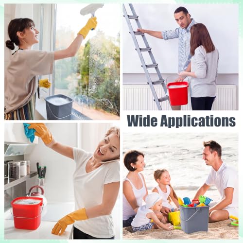 Zhehao 6 Pcs 3 Quart Small Sanitizer Cleaning Bucket, Red,Gray - color: Red,gray