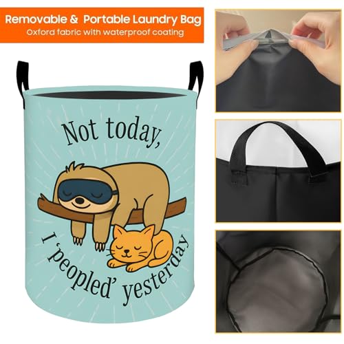 Funny Sloth Oxford Cloth Laundry Basket with Handles 19.7"X15.7" - color: Sloth 01