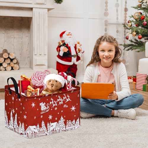 Christmas Basket Box Hamper Storage Basket Collapsible Organizer Bin Gift Shelf Baskets for Home and Kitchen Storage - color: Christmas deer