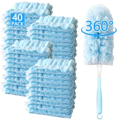 40 Pack Duster Refills Kit Disposable for Swiffer Duster Handle - color: Blue, size: 40pcs