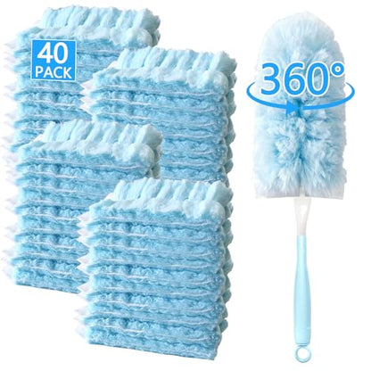 40 Pack Duster Refills Kit Disposable for Swiffer Duster Handle - color: Blue, size: 40pcs
