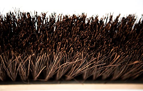 Indoor & Outdoor Broom Head – Heavy Duty Hardwood Block – Palmyra Bristles – Deck Scrub Brush – Two Threaded Handle Holes for Better Assist (16") - size: 16"