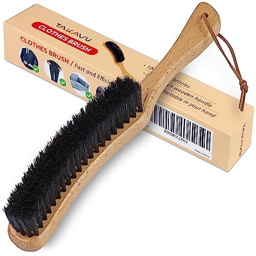TAKAVU Black Boar Clothes Brush for Suits, Large Beech Wood Handle - color: Black Boar Bristle