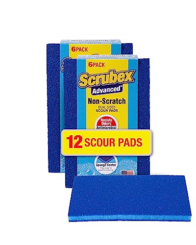 Non-Scratch Odor Resistant Scour Pads, Multi-Purpose Scouring for Kitchen and Household, Safe for Non-Stick Cookware (12 scouring Pads)