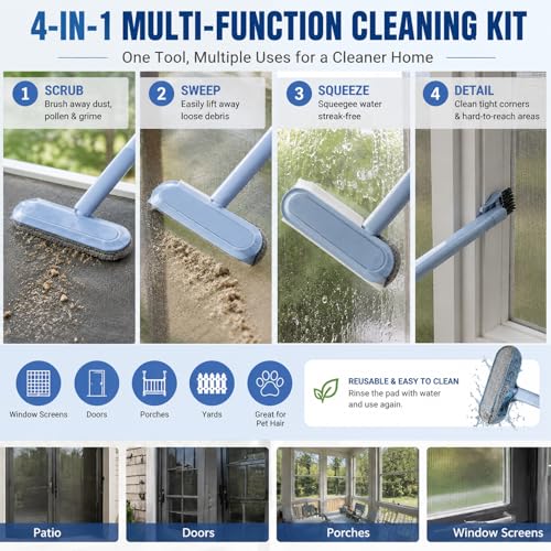 2026 New Window Screen Cleaning Brush, 4-in-1 Multi-Functional Cleaning Tool, Screen Cleaning Brush, Mesh Screen Cleaner, Gentle for Cleaning Dust and Hair
