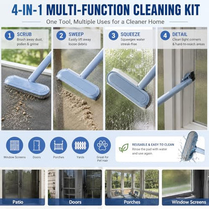 2026 New Window Screen Cleaning Brush, 4-in-1 Multi-Functional Cleaning Tool, Screen Cleaning Brush, Mesh Screen Cleaner, Gentle for Cleaning Dust and Hair