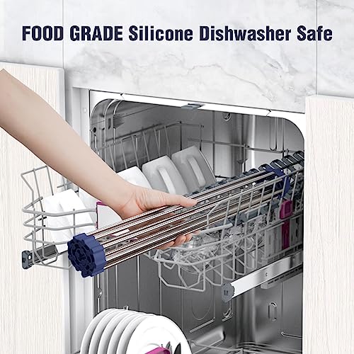 Tomorotec Roll Up Dish Drying Rack Over Sink, 304 Steel, 17.7x12.5, Indigo - color: Indigo, size: 17.7 x 12.5 in
