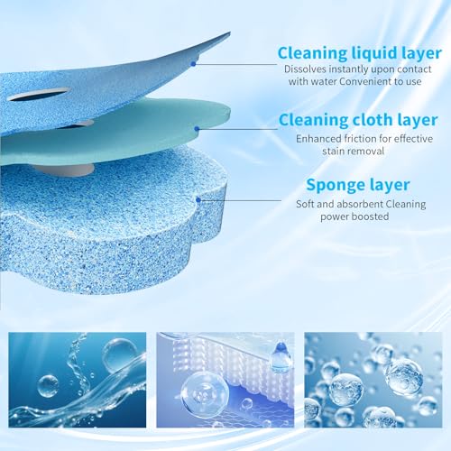 Disposable Toilet Brush and Holder Set with 48 Refill Heads, Hygienic Disposable Brush Head, Wall Mountable Space Saver, No-Touch Handle Operation for Bathroom Cleaner
