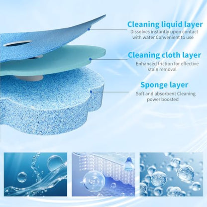 Disposable Toilet Brush and Holder Set with 48 Refill Heads, Hygienic Disposable Brush Head, Wall Mountable Space Saver, No-Touch Handle Operation for Bathroom Cleaner