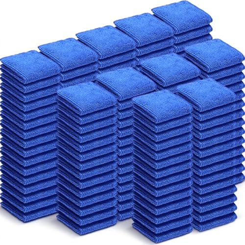 Newwiee 150 Pcs Microfiber Cleaning Cloth 6"x 6" Inch Softer Highly Absorbent Reusable Cleaning Rags for Kitchen Car Glass Home(Blue)