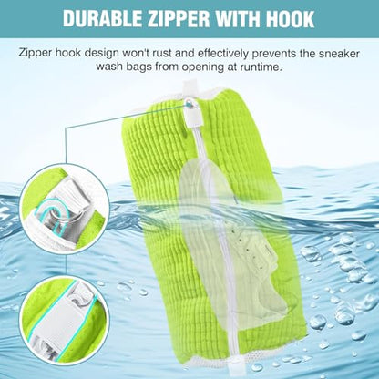 Shoe Washing Machine Bag, Shoe Laundry Bag for Washer and Dryer - color: Green, size: 2 PACK