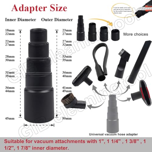 GIB 10Pcs Vacuum Attachments for Shop Vac with Flexible Crevice Tool & Wand - color: Cleaning Set 10