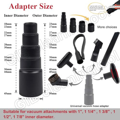 GIB 10Pcs Vacuum Attachments for Shop Vac with Flexible Crevice Tool & Wand - color: Cleaning Set 10