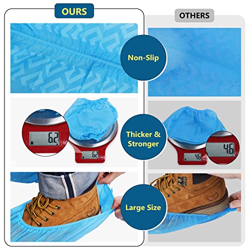 squish 200 Pack Shoe Covers Disposable Non-Slip, Blue Non-Woven Fabric Boot Covers for Indoors Breathable Slip Resistant Durable Boot&Shoes Cover, Protector Covers Fits Virtually Most Shoes - color: Blue