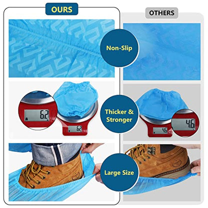 squish 200 Pack Shoe Covers Disposable Non-Slip, Blue Non-Woven Fabric Boot Covers for Indoors Breathable Slip Resistant Durable Boot&Shoes Cover, Protector Covers Fits Virtually Most Shoes - color: Blue